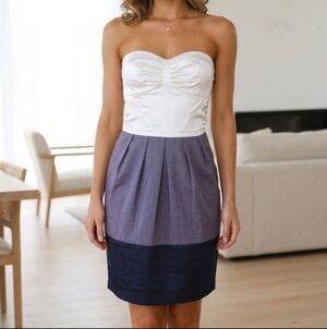 COOPER ST. Strapless White and Blue Colorblock Dress. Size 14